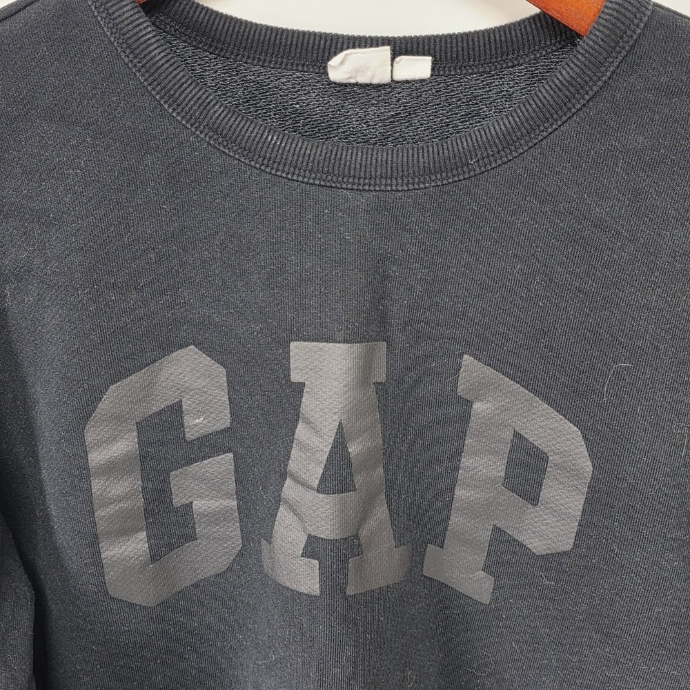 Gap Men's Printed Logo Crewneck Fleece Sweatshirt Black Size L Y2K Look - Picture 4 of 5